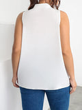Women's Plus Tie Neck Solid Tank Top Sleeveless Casual Blouse Shirt
