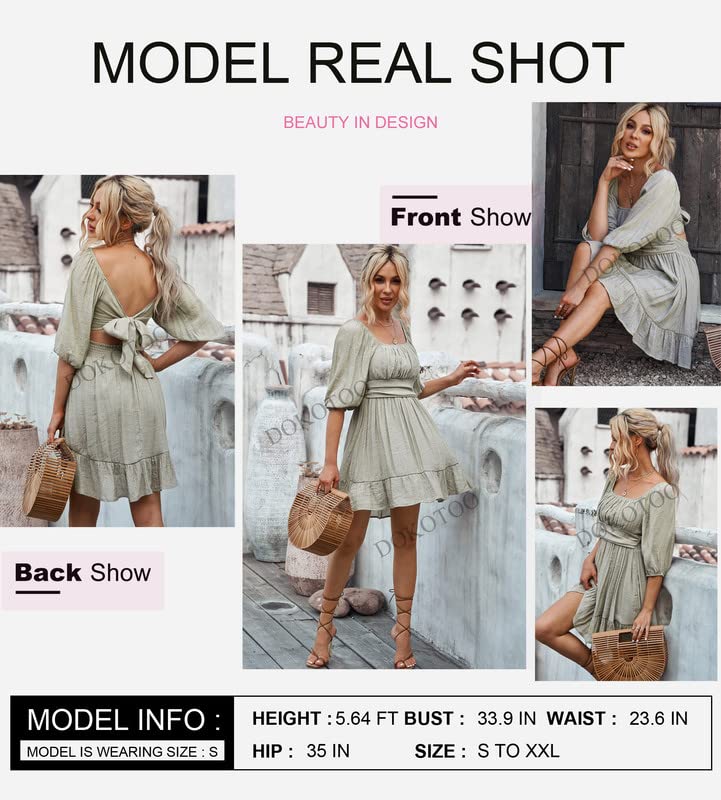 Womens Square Neck Mini Dress Tie Back Lantern Sleeve Summer Dresses R Divahotcouture Womens Square Neck Mini Dress Tie Back Lantern Sleeve Summer Dresses R Divahotcouture