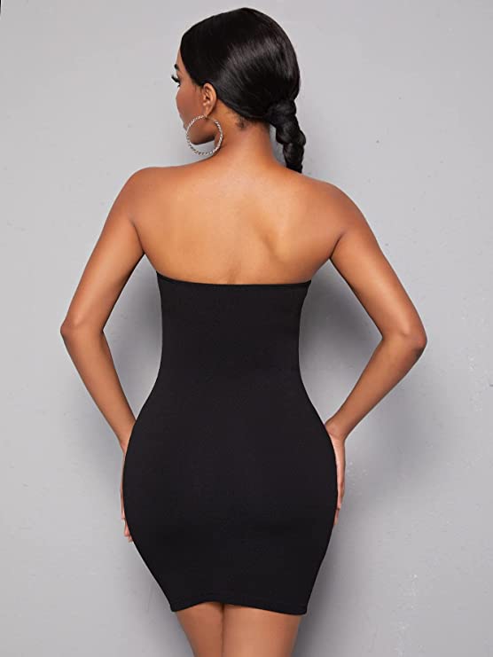 Women's Solid Semi-Sweetheart Neck Bodycon Tube Dress Slim Fit Dresses