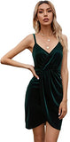 Women's Spaghetti Strap High Waist Solid Surplice Front Bodycon Dress
