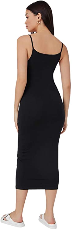 Women's Sleeveless Strappy Bodycon Pencil Plain Casual Long Maxi Cami Dress