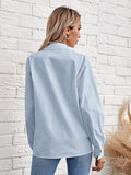 Women's Long Sleeve Button Down Shirt Solid Basic Workwear Blouse Tops
