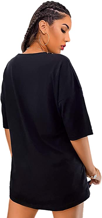 Women's Figure Novelty Graphic Oversized Half Sleeve T Shirt Tunic Tops
