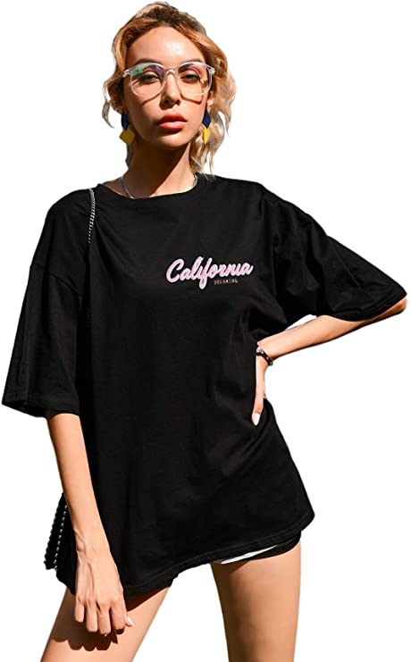 Women's Figure Novelty Graphic Oversized Half Sleeve T Shirt Tunic Tops