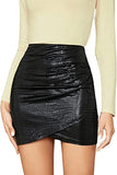 Women's Elastic High Waist Asymmetrical Tulip Hem Bodycon Mini Skirt