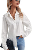 Women's Long Sleeve Button Down Shirt Solid Basic Workwear Blouse Tops