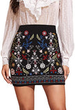 Women's Casual Floral Embroidered Bodycon Short Mini Skirt