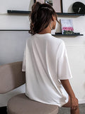 Women's Casual Graphic Short Sleeve Tee Oversized Round Neck T Shirt Tops