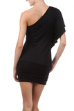 Black One Shoulder Multi-Color Block Mini Dress