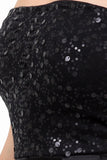 Black Sequin Peplum Dress