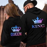 Women Men Lovers Sweatshirt Lovers Couples QUEEN KING CROWN Couple Hoodies