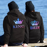 Women Men Lovers Sweatshirt Lovers Couples QUEEN KING CROWN Couple Hoodies
