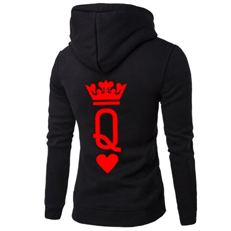 Felpa con Cappuccio King Queen Stampa Felpe Pullover per Uomo e Donna Lunga Cappotto Giacca Sweatshirt Nero 1 pièces (Nero-King, S Felpa con Cappuccio King Queen Stampa Felpe Pullover per Uomo e Donna Lunga Cappotto Giacca Sweatshirt Nero 1 pièces (Nero-King, S