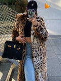 Winter Long Warm Thick Leopard Fluffy Faux Fur Coat Women Tiger Print Runway Loose Luxury Designer Clothing