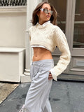 Designer Cropped Sweater Women Long Sleeve Oversized Sweater  Knitted  Crop Top Streetwear