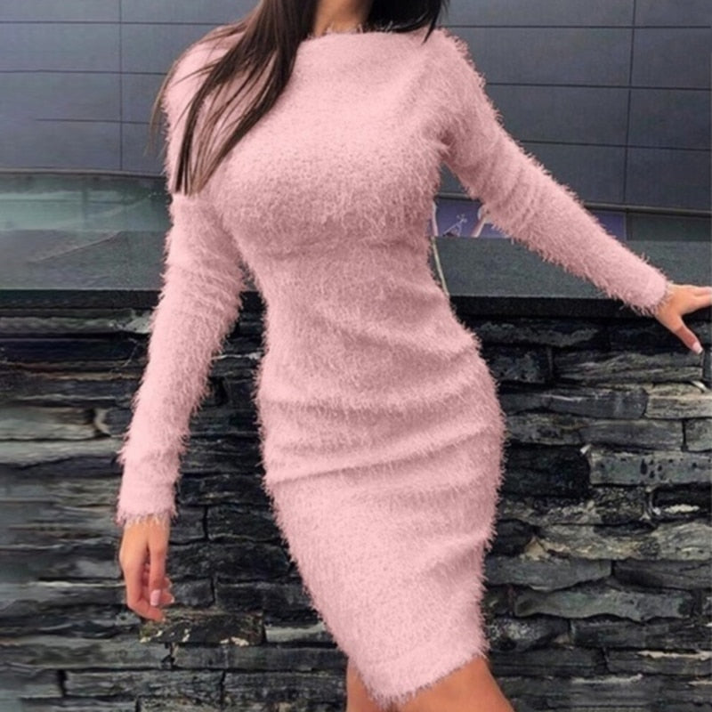 women's long sleeve sweater dress Women Elegant Knitted Sweater Dress Long Sleeve Bodycon Dress Sexy Sli – Divahotcouture