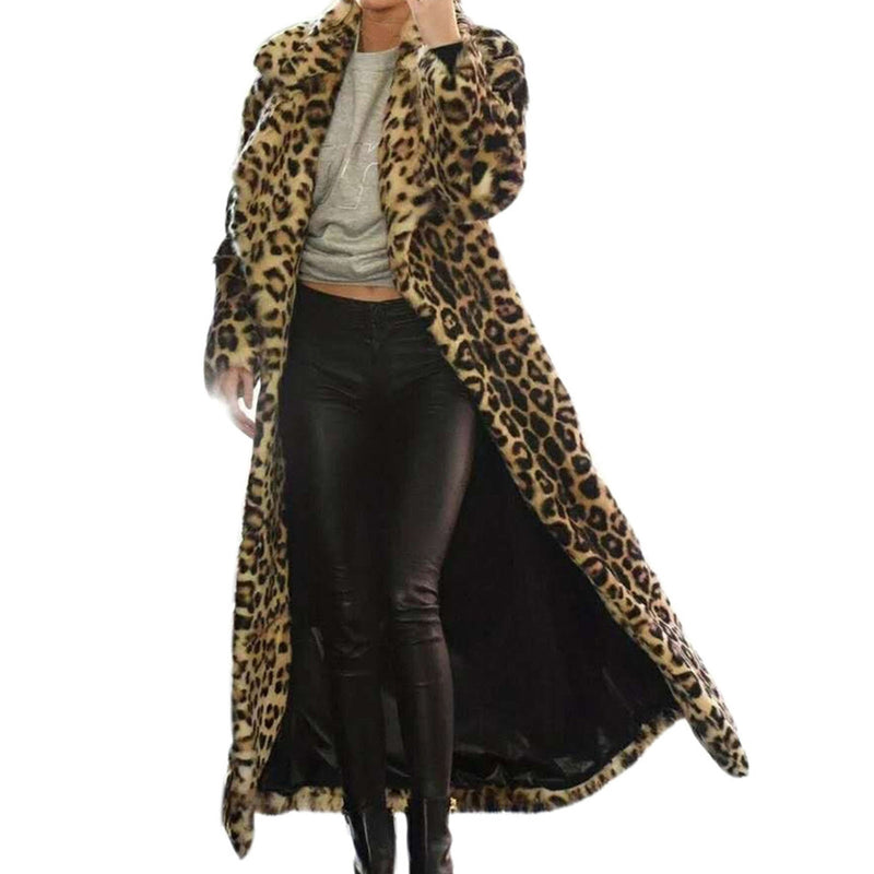 Leopard Print Coat Super Long Coats Women 2021 Winter Fashion Coat Warm Coral Velvet Jacket Temperament Thick Windproof Coat