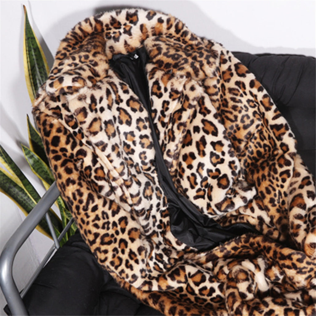 Leopard Print Coat Super Long Coats Women 2021 Winter Fashion Coat Warm Coral Velvet Jacket Temperament Thick Windproof Coat