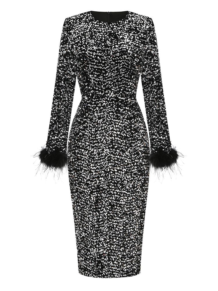black bodycon winter dress Rudsak Agnes Women's Long Sleeve Bodycon Dress (Black / S)