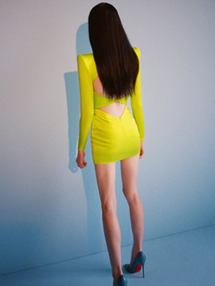 Women Winter Sexy Long Sleeve Backless Hollow Out Yellow Black Mini Ba Divahotcouture Women Winter Sexy Long Sleeve Backless Hollow Out Yellow Black Mini Ba Divahotcouture
