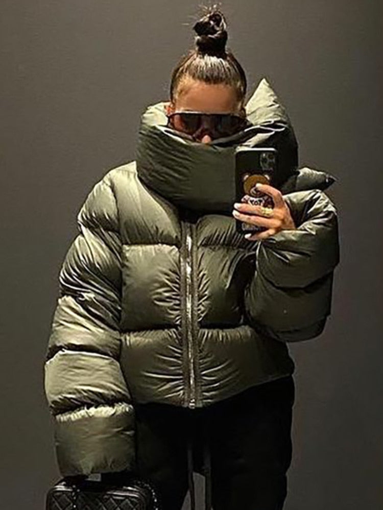 【 】 Short Pooper Down Jacket Winter Casual Black Oversized Bubble Coat for Women 2023