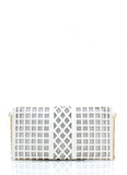 CUT-OUT CAGE WHITE ENVELOPE CLUTCH