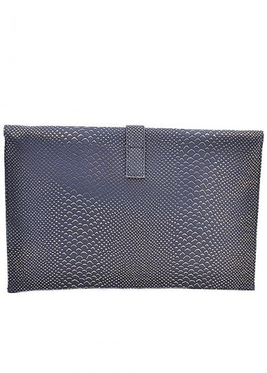 FAUX SNAKE PRINT METALLIC ENVELOPE CLUTCH BAG