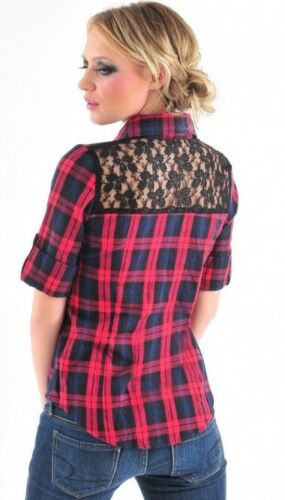 PLAID LACE TRIM SHIRT
