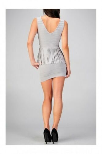 PEPLUM FRINGE BANDAGE DRESS