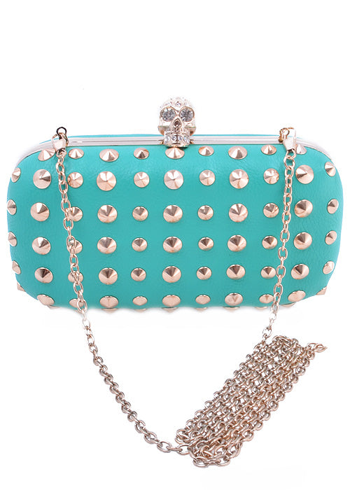 Skull Studded Clutch Bag